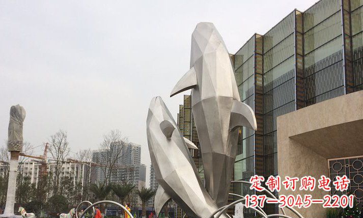 石狮不锈钢海豚喷泉雕塑精美的海洋之美