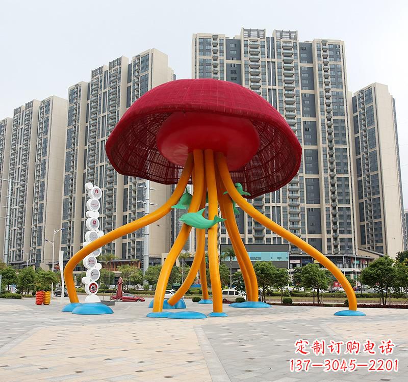 石狮不锈钢海洋水母动物雕塑精美绝伦