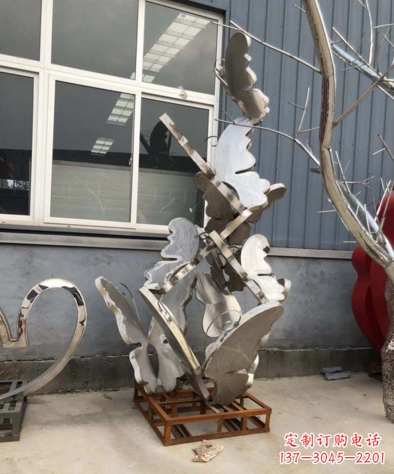 石狮蝴蝶之舞不锈钢雕塑精美绝伦