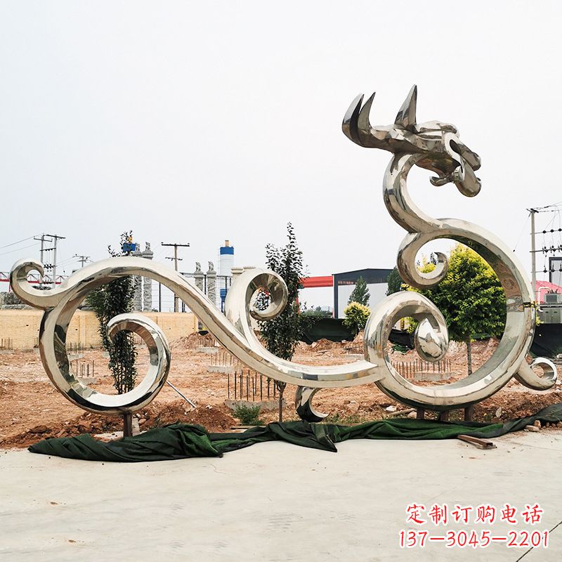 石狮不锈钢花边龙形雕塑传承中华文化精髓