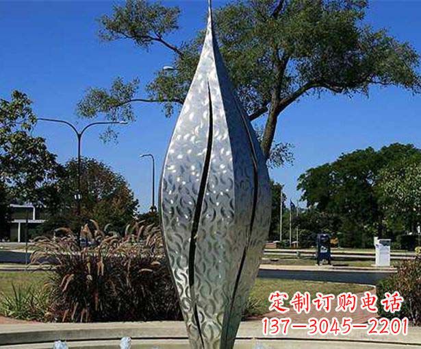 石狮不锈钢花骨朵喷泉雕塑精致细节展现精美艺术