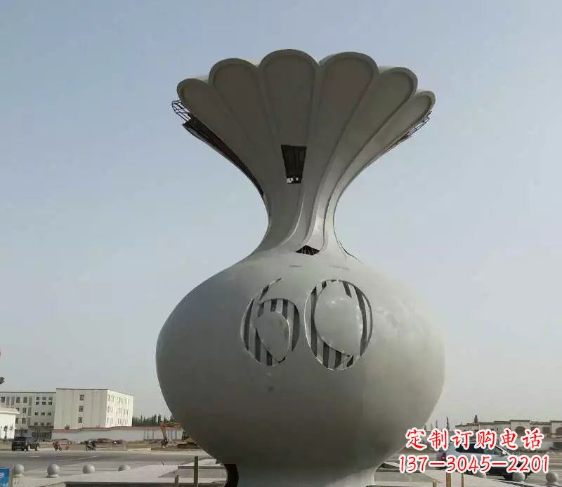 石狮精美不锈钢花篮雕塑