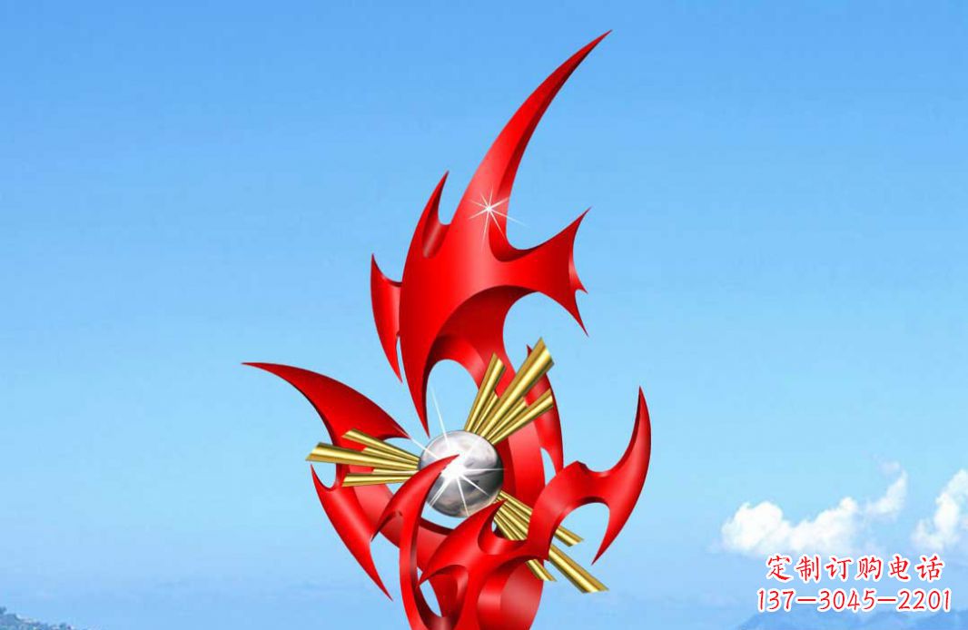 石狮不锈钢火苗抽象景观雕塑给城市添彩
