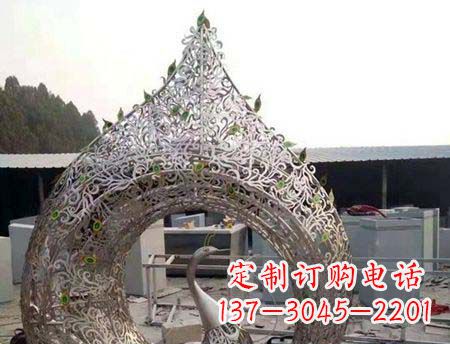 石狮不锈钢镂空孔雀雕塑精美的艺术之作