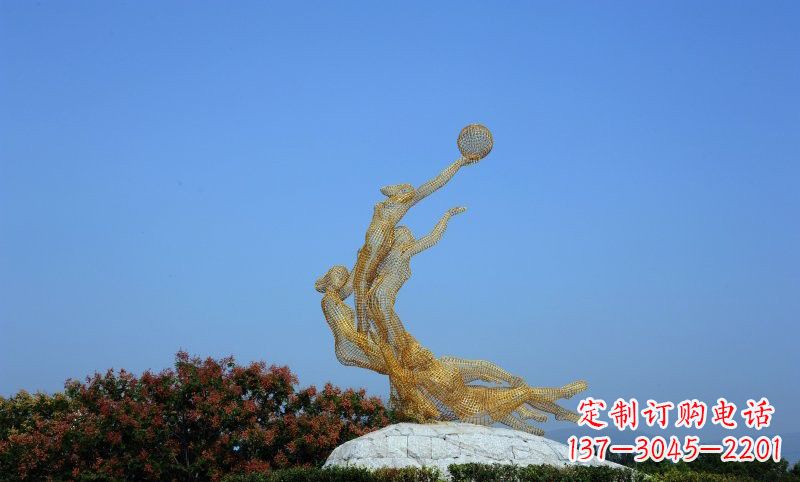 石狮精致的不锈钢女排雕塑