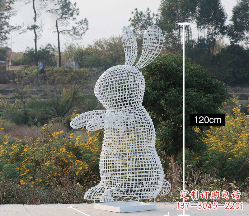 石狮精致的不锈钢镂空兔子雕塑