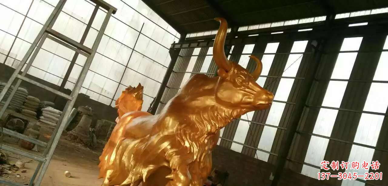 石狮精美不锈钢牦牛钛金雕塑