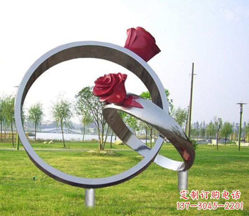 石狮不锈钢玫瑰戒指雕塑
