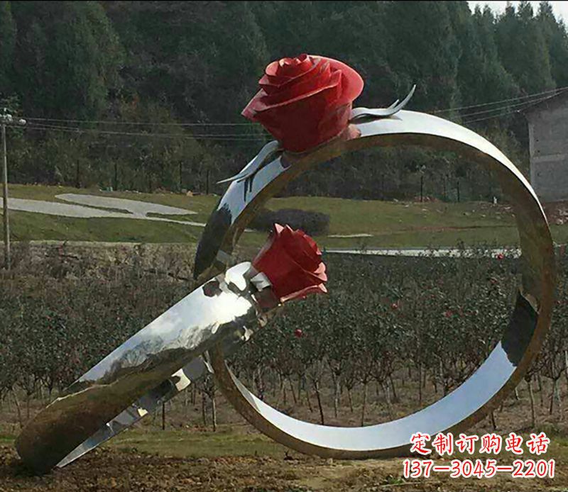 石狮不锈钢玫瑰雕塑精美的艺术珍品