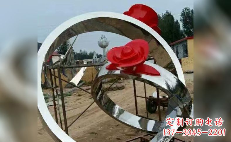 石狮不锈钢玫瑰花戒指雕塑
