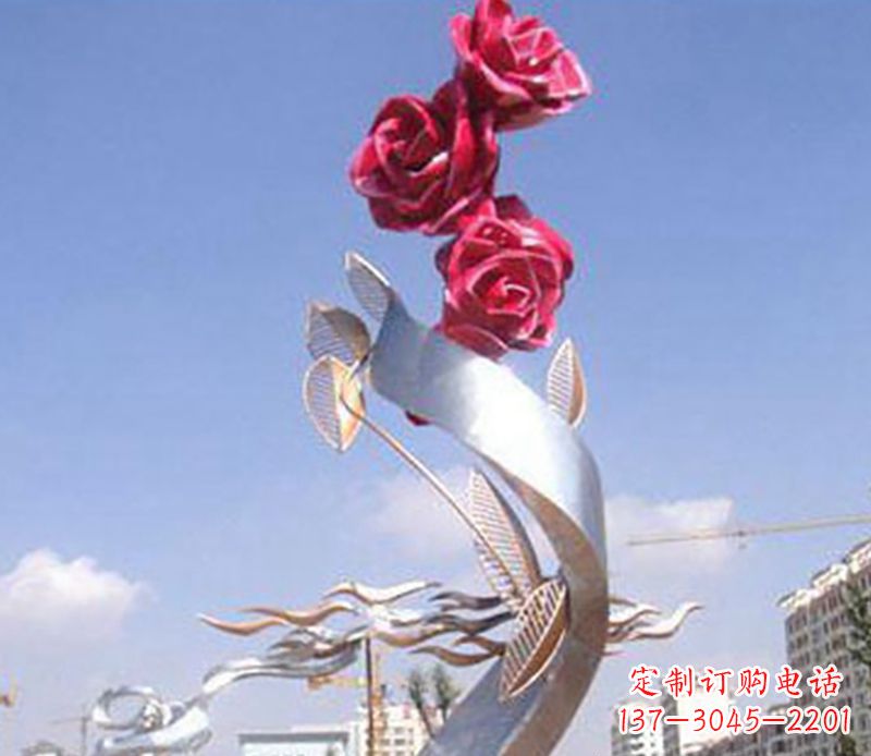 石狮不锈钢玫瑰雕塑精美的艺术品