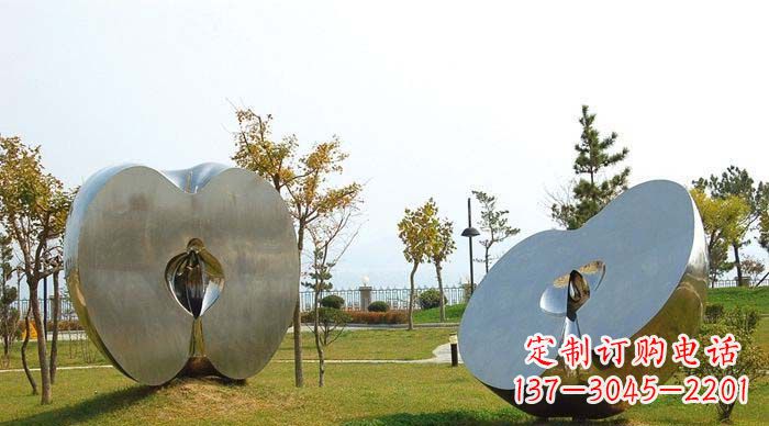 石狮不锈钢苹果雕塑象征新生活的精神