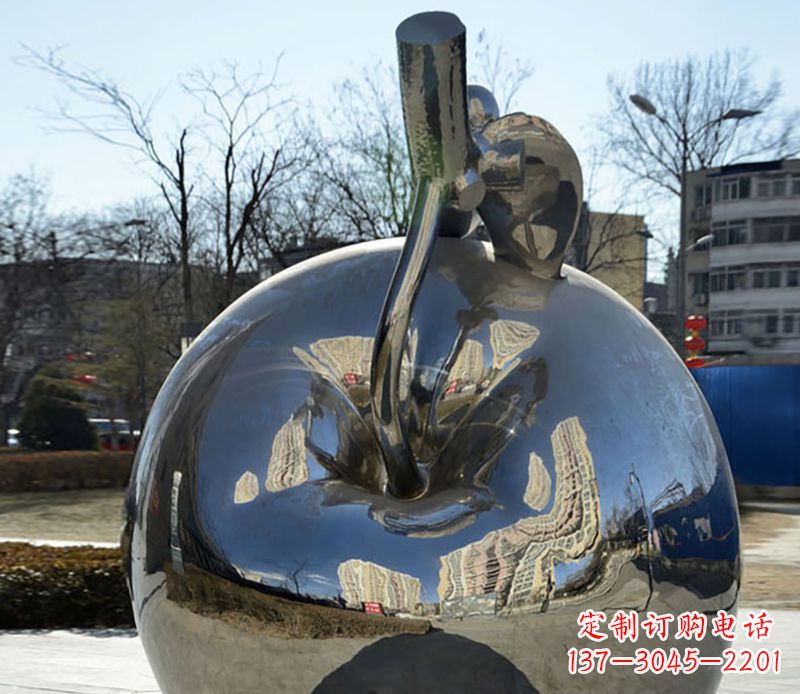 石狮不锈钢苹果镜面雕塑精美绝伦