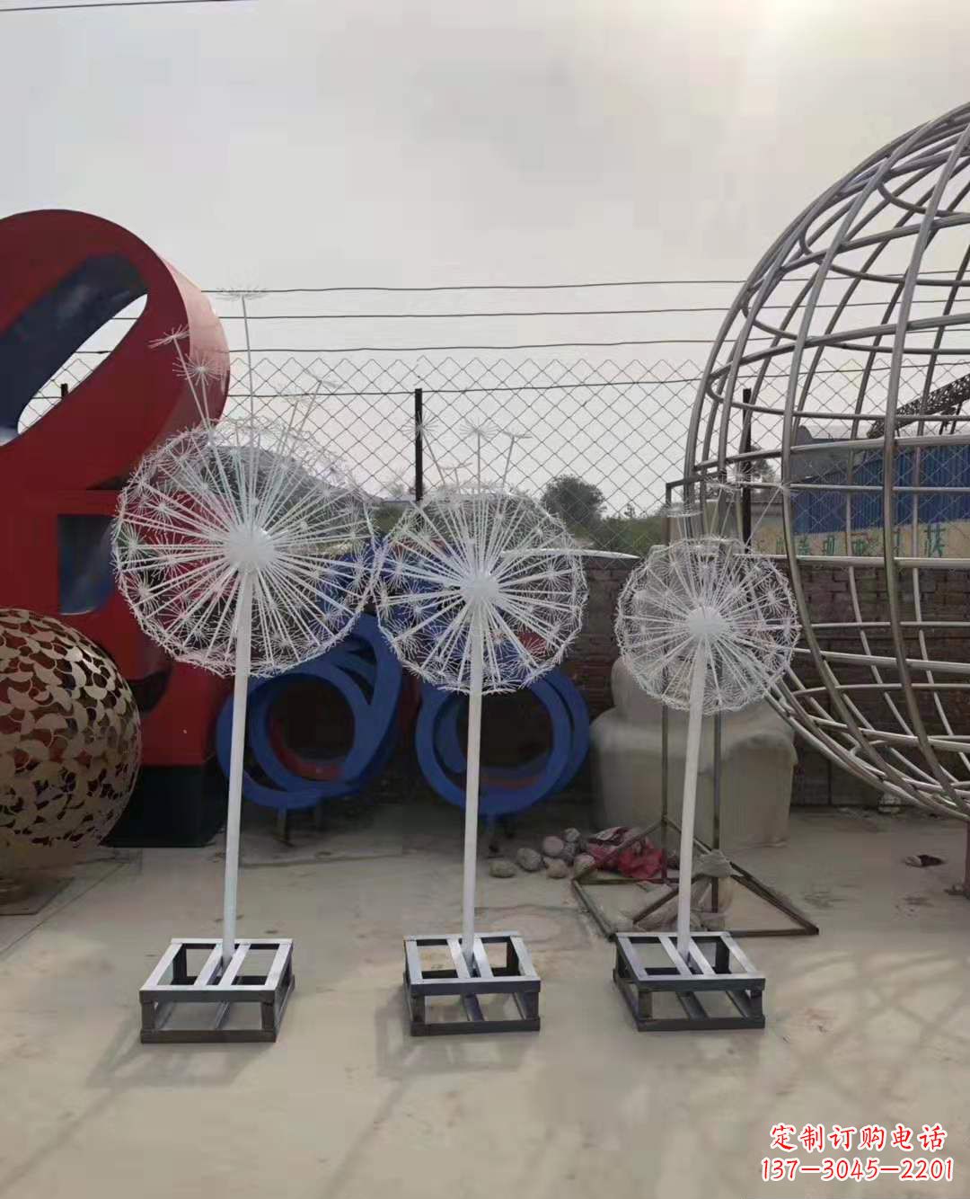 石狮不锈钢蒲公英雕塑点亮园林景观