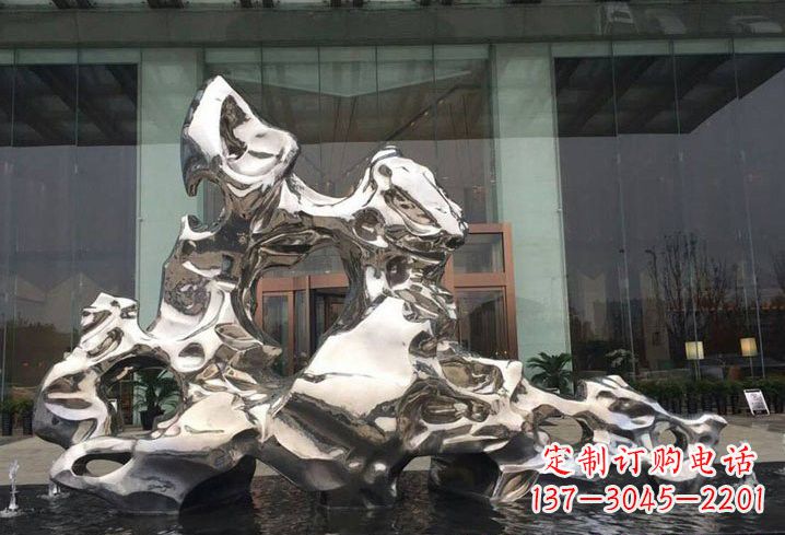 石狮精美太湖石雕塑,不锈钢企业的杰作