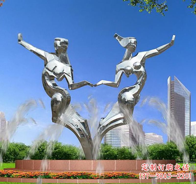 石狮不锈钢情侣雕塑浪漫永恒的象征