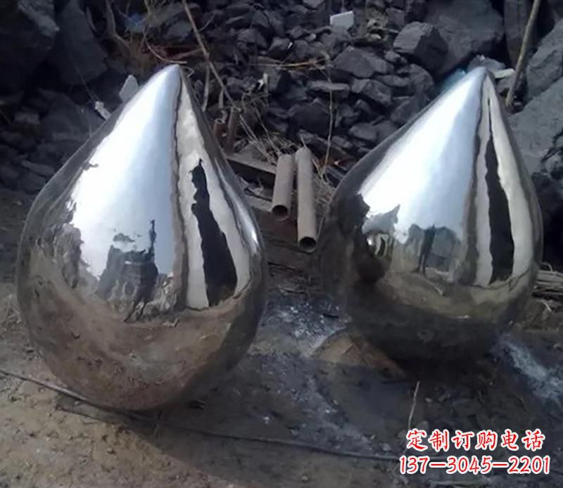 石狮不锈钢水滴雕塑美丽绽放