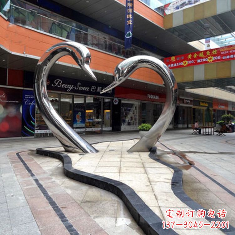 石狮不锈钢天鹅爱情雕塑把浪漫永恒的爱情永久凝固