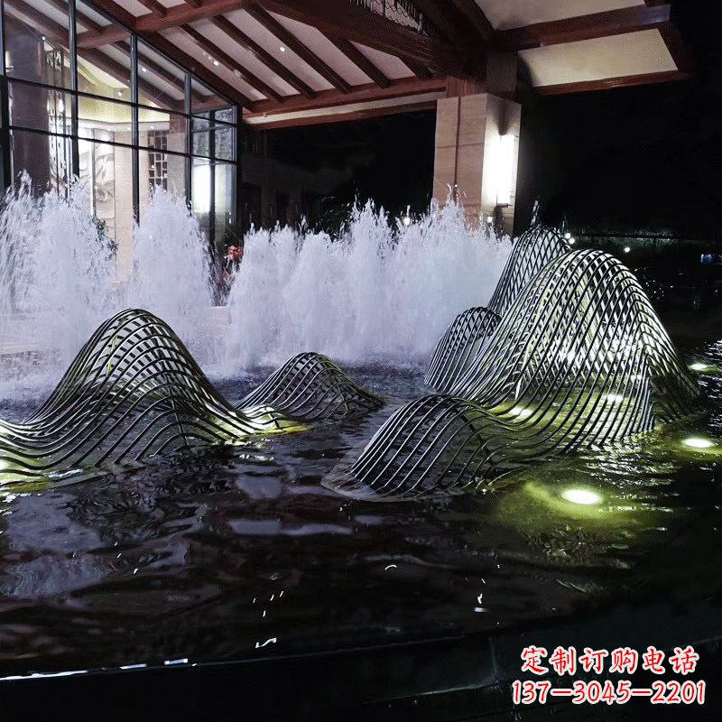 石狮不锈钢铁艺水景假山精美雕塑艺术