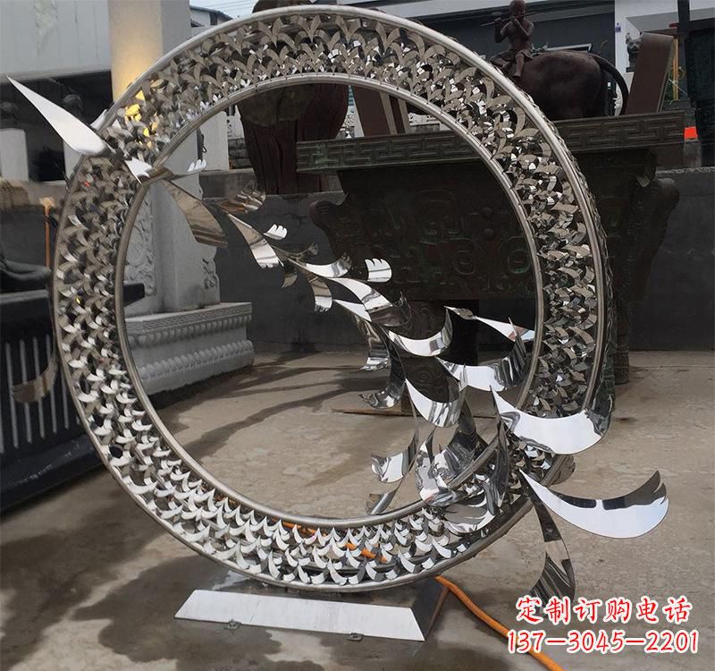 石狮不锈钢现代圆环雕塑——铸就艺术精粹