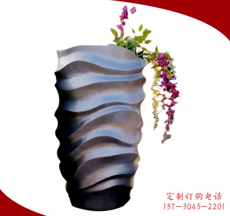 石狮不锈钢校园景观花盆雕塑美化校园环境