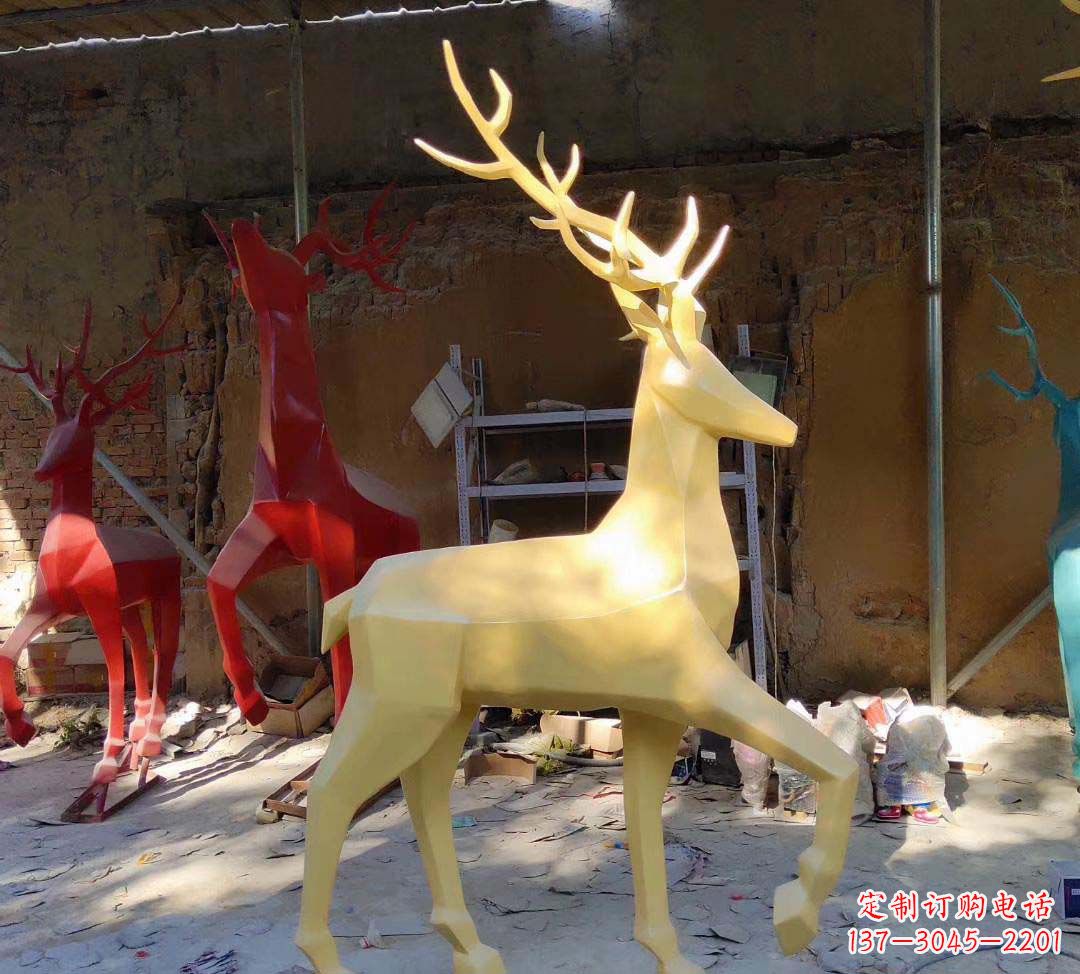 石狮新款仿真不锈钢小鹿雕塑