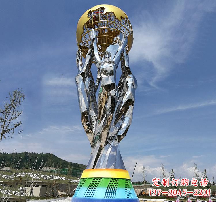 石狮不锈钢艺术地球仪雕塑精美的艺术装置