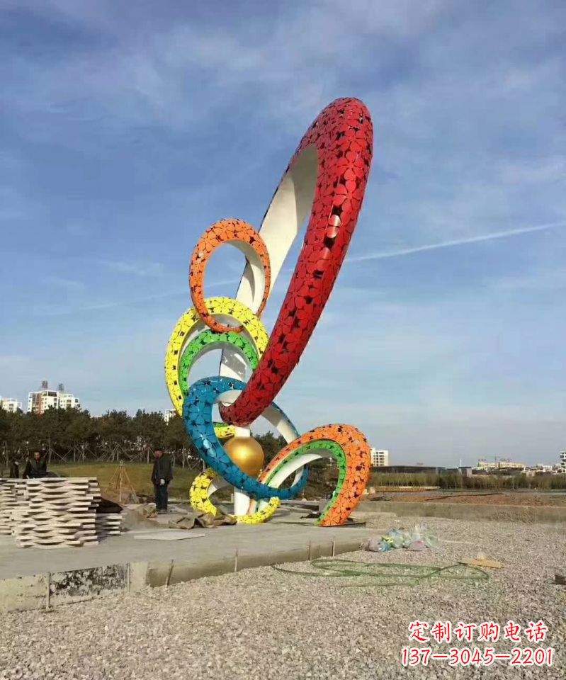 石狮彩色不锈钢圆环雕塑极致美学之精品