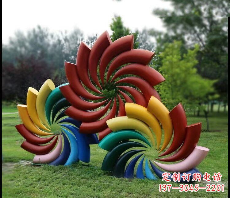石狮彩色不锈钢风车雕塑