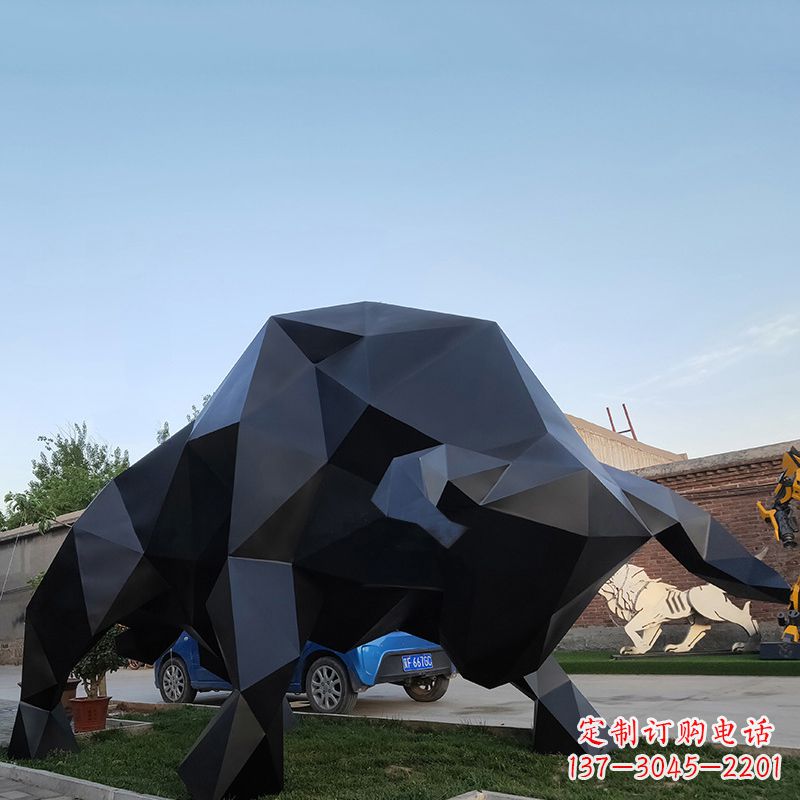 石狮华尔街牛大型玻璃钢动物雕塑