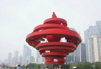 石狮火炬雕塑标志五月风光