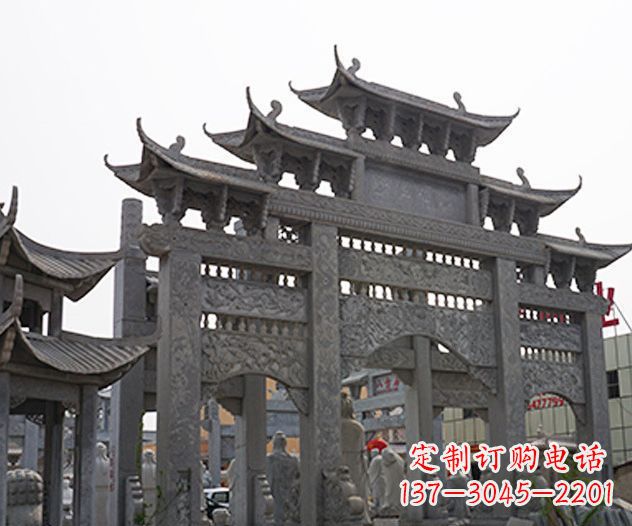 石狮牌坊石雕传承传统文化的艺术精品