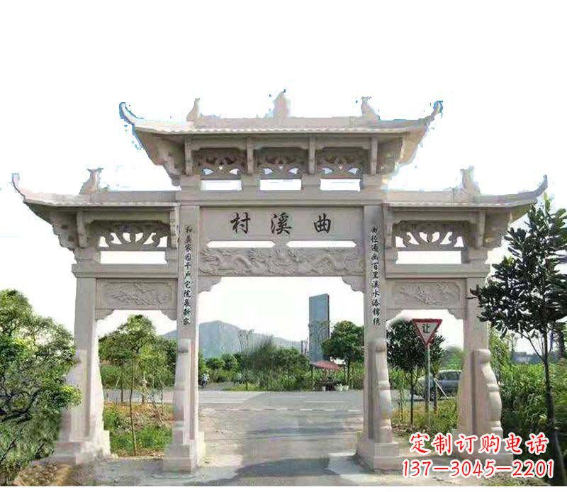 石狮精美牌坊雕塑——村庄的艺术瑰宝