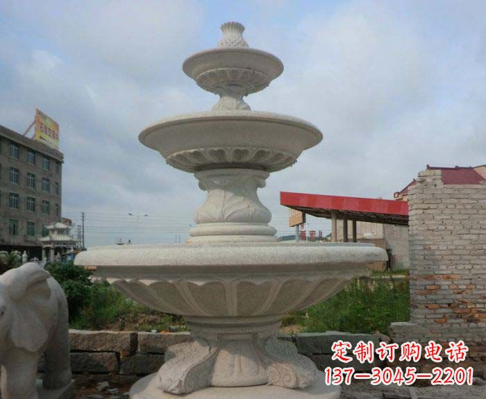 石狮喷泉雕塑灵动精致的大理石美