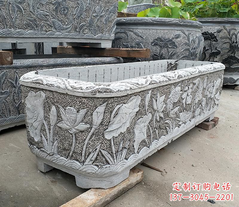 石狮大理石菊花水缸雕塑
