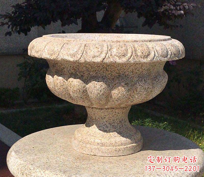 石狮大理石花钵公园花盆石雕