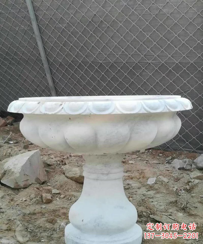 石狮大理石花盆雕塑