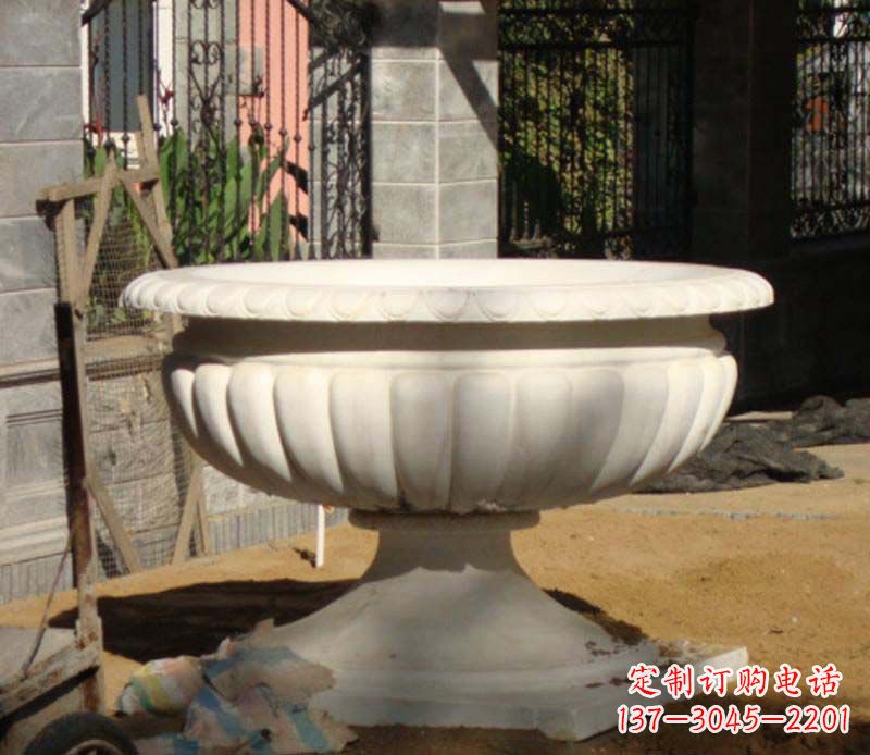 石狮大理石花盆雕塑1