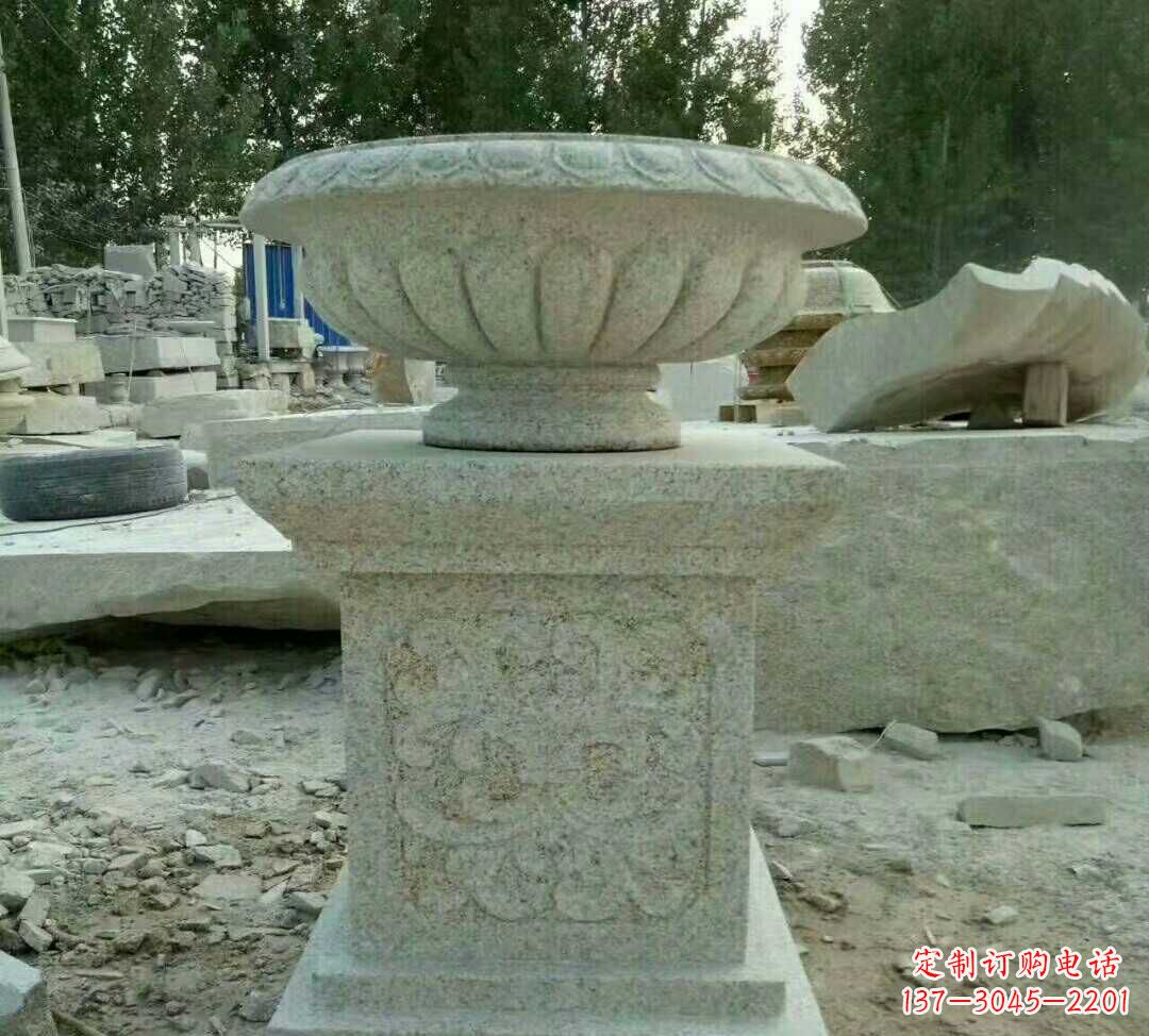 石狮大理石花盆雕塑