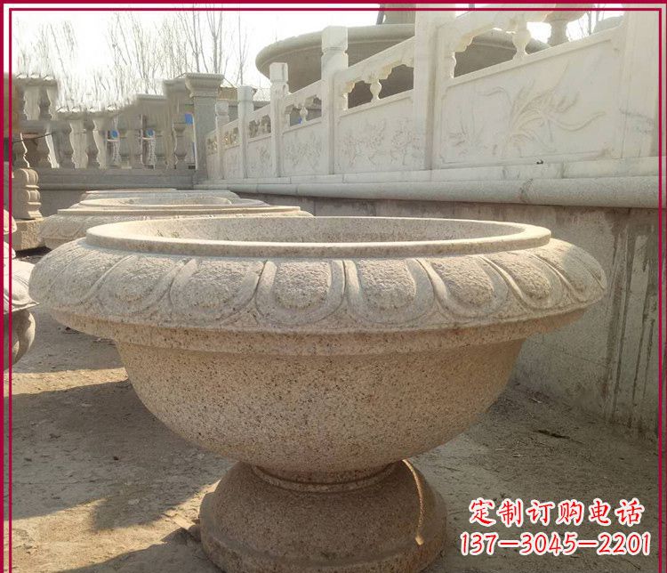 石狮大理石花盆雕塑
