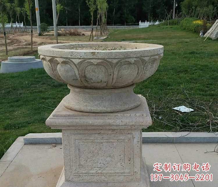 石狮大理石花盆石雕