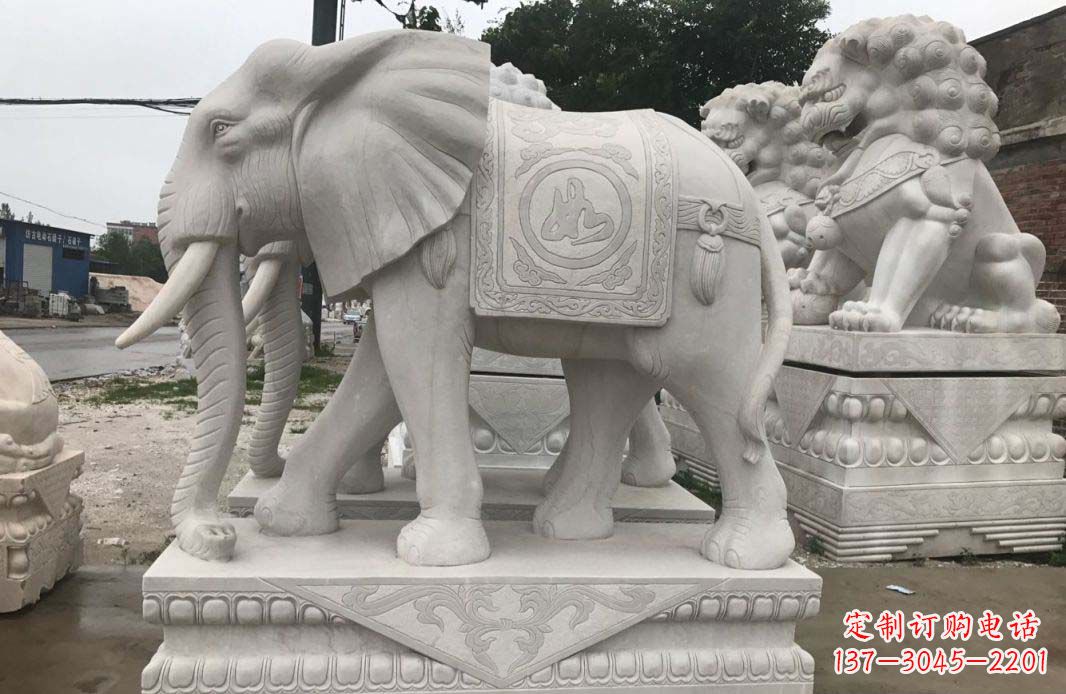 石狮大理石大象雕塑