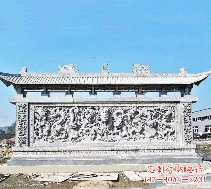 石狮精美大理石九龙壁雕塑