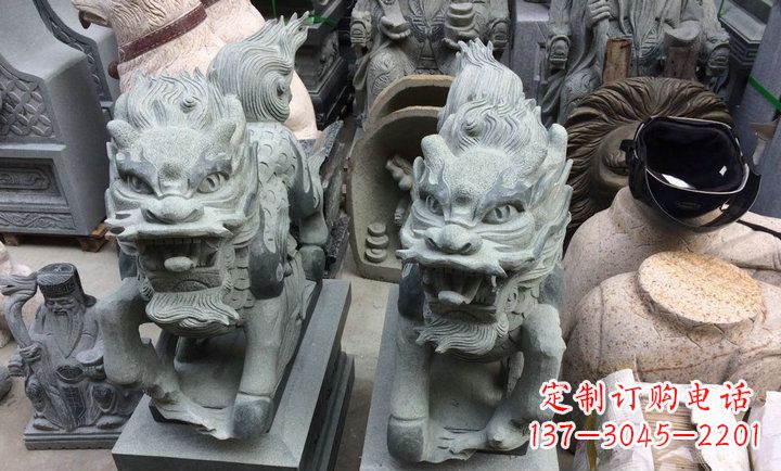 石狮大理石立式麒麟门口镇宅石雕