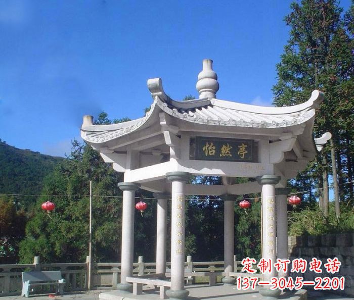 石狮精美大理石凉亭雕塑