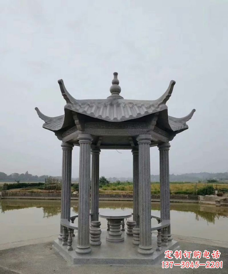 石狮大理石凉亭石雕塑，优雅经典无双