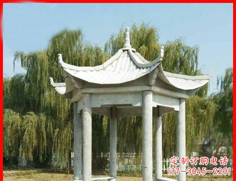 石狮精美大理石凉亭雕塑