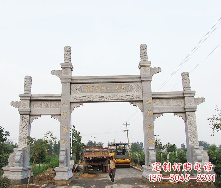 石狮大理石牌坊石雕,艺术精髓永不凋零