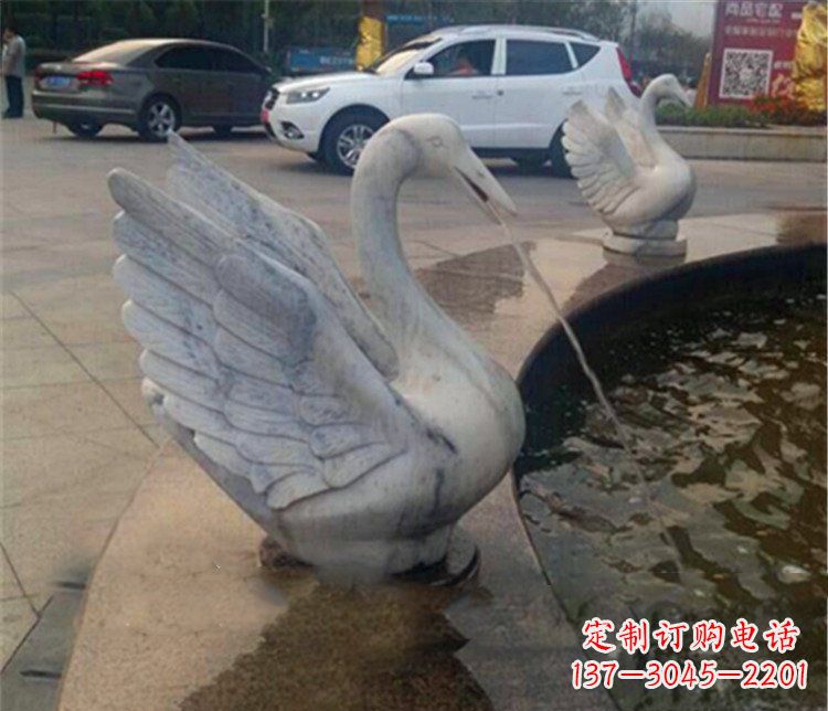 石狮大理石天鹅喷泉石雕