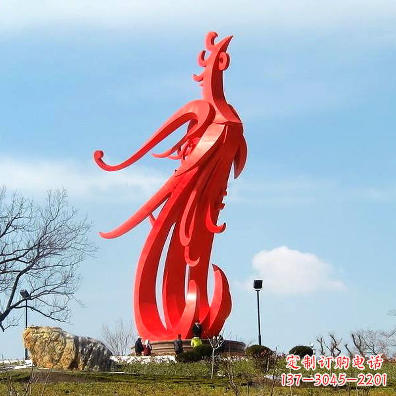石狮凤凰不锈钢雕塑,增添景区魅力